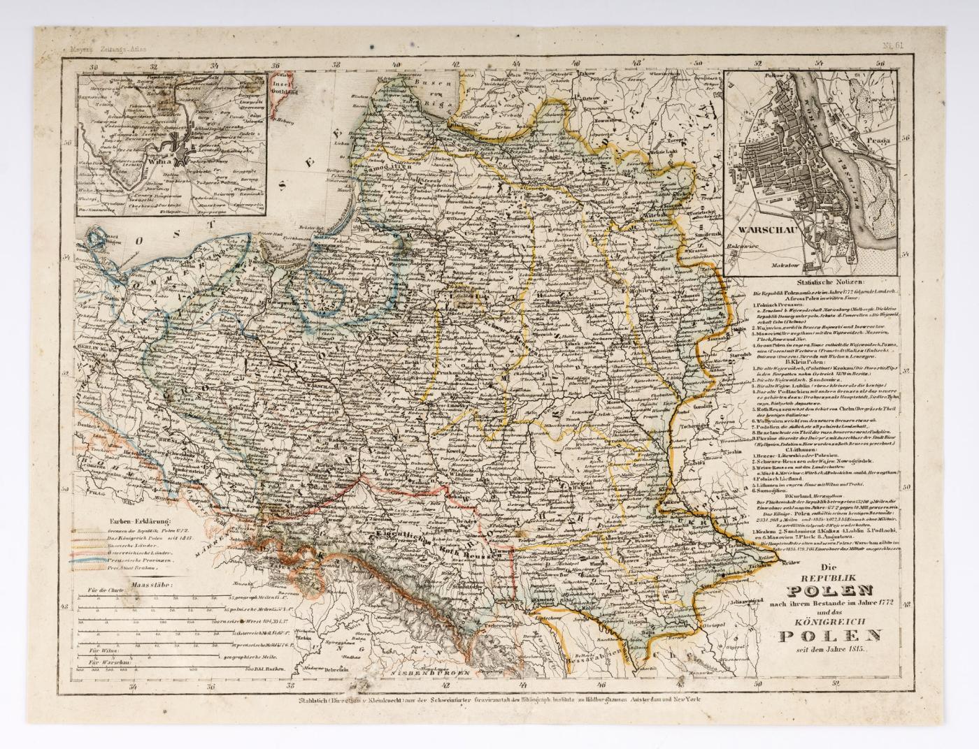 
<span>Mapa Rzeczpospolitej Polskiej po rozbiorze w 1772 roku i Królestwa Polskiego</span>
