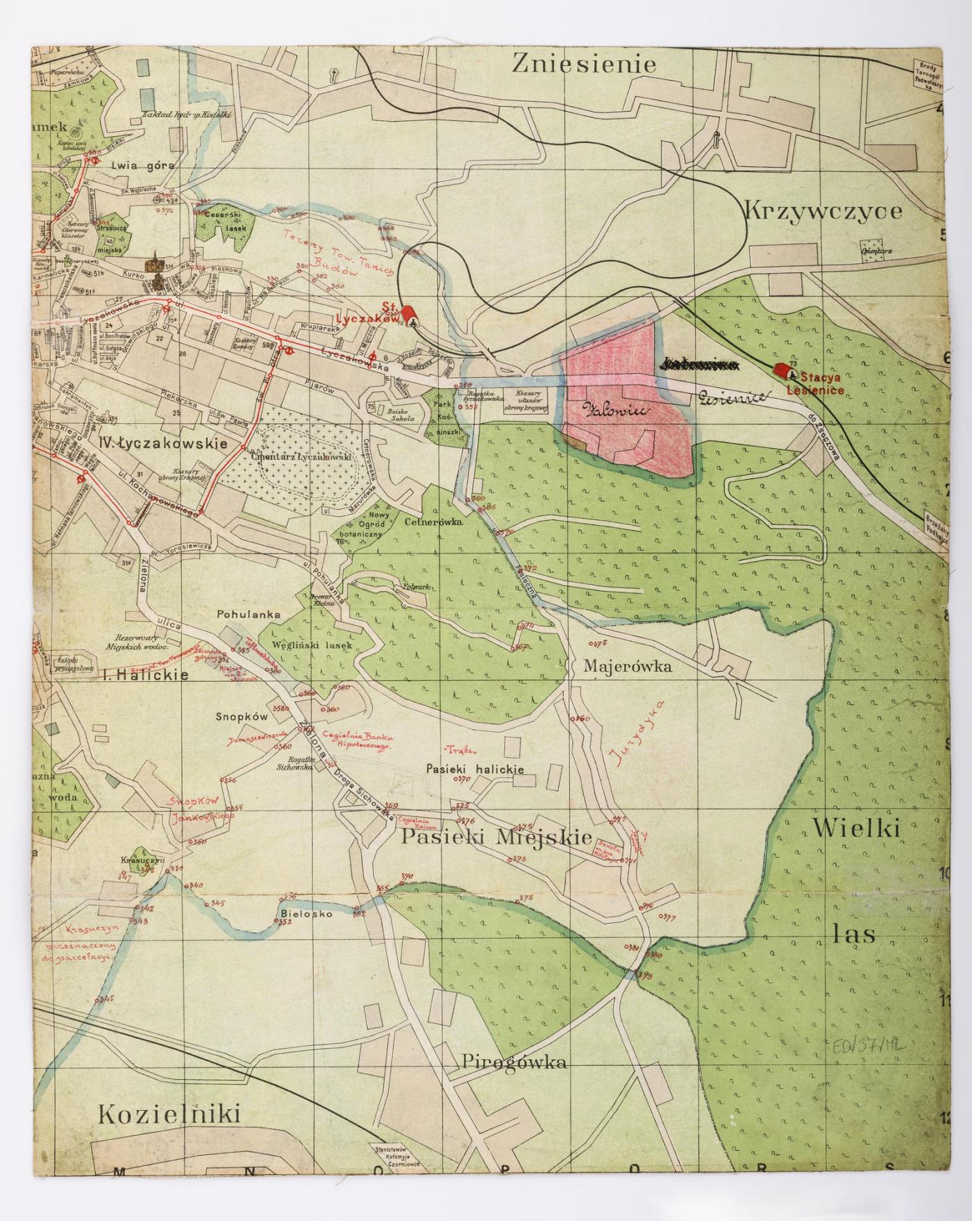 Mapa Lwowa, dzielnice Krzywczyce, Kozielniki, Pasieki Miejskie, kliknięcie na zdjęcie spowoduje jego powiększenie
